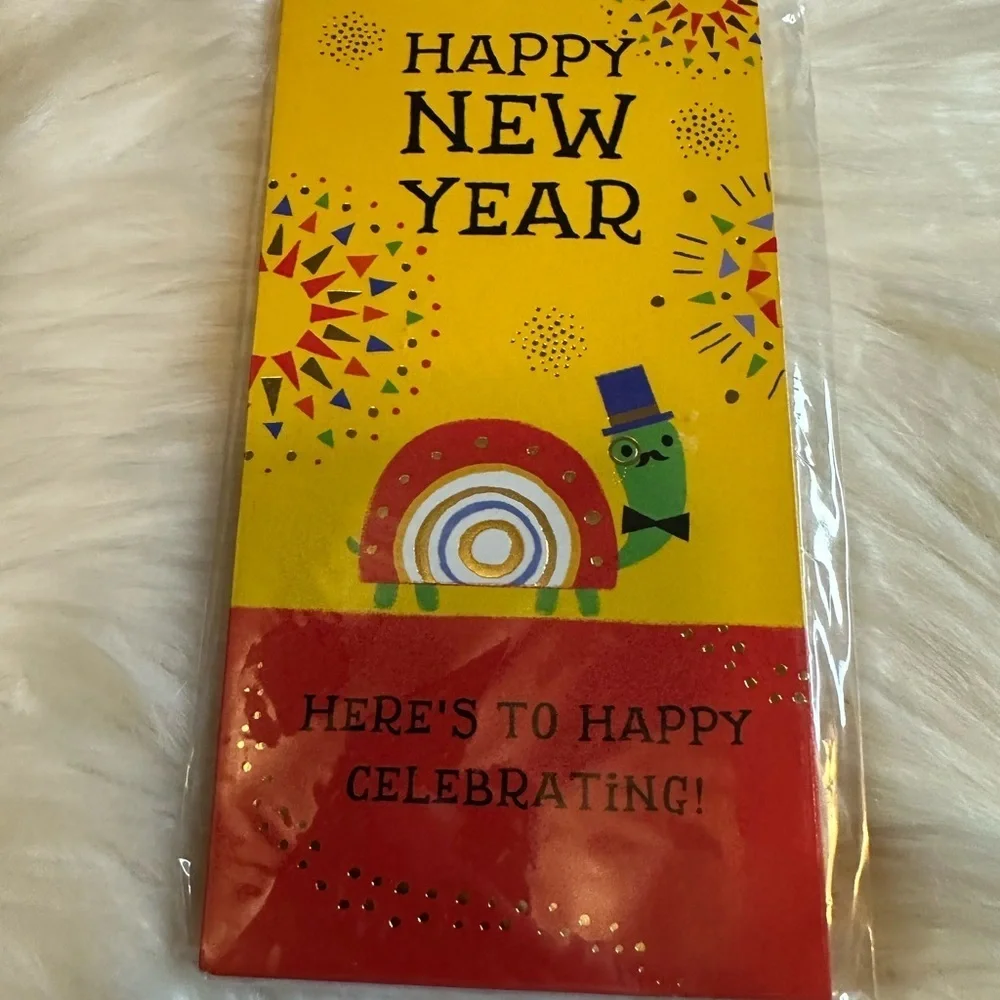 🩵5/$8 Hallmark Happy New Year Party cards- money envelopes Yellow and Red